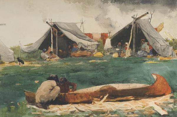 Winslow Homer Montagnais Indians (Making Canoes) (mk44) oil painting picture